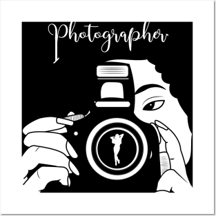 female photographer black and white artwork Posters and Art